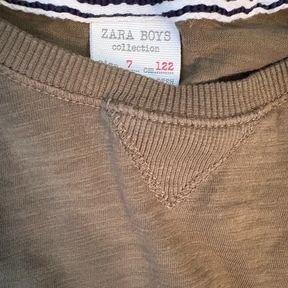 Zara Boys Green Crew Neck Top - Size 7 - Picture 3 of 3